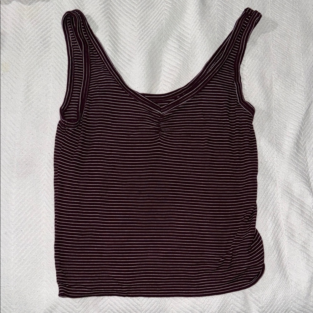 American Eagle Outfitters super soft and sexyBurgundy and White Striped Tank Top